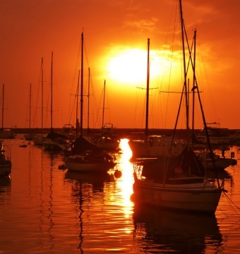 Sunset in harbor